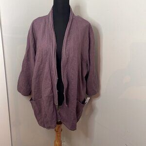 𝅺kokomarina NWT Open front lagen look cardigan jacket 100% linen plus size 1X
